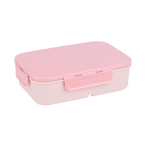 Fiambrera de 3 rejillas <span class=keywords><strong>rectangular</strong></span> para microondas de plástico de 1,2 L al por mayor, contenedor de comida Bento con juego de cubiertos - Product Image 1
