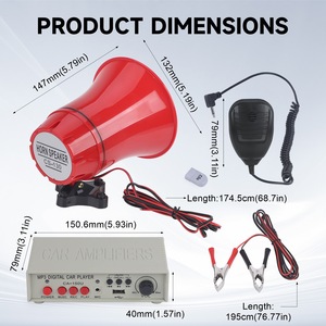 Car 12V High-Decibel Alarm 130dB MP3 Megaphone Loudspeaker With Handheld <b>Microphone</b> And Built-In <b>Bluetooth</b> - Product Image 2