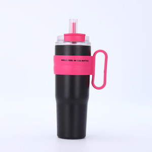 Stainless Steel Insulated <b>Mug</b> With Handle 304 <b>Large</b> Capacity Double Straw Travel Drink Bottle Outdoor Portable Cup - Product Image 3