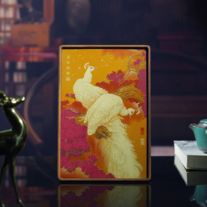 Decoración <span class=keywords><strong>de</strong></span> Escritorio <span class=keywords><strong>de</strong></span> Latón con Pavo Real Blanco Vintage, Marco <span class=keywords><strong>de</strong></span> Madera Maciza Original, Decoración <span class=keywords><strong>de</strong></span> Latón Hecha a Mano, Regalo <span class=keywords><strong>de</strong></span> Graduación y Promoción - Product Image 3