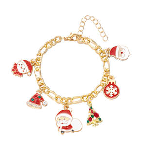 Bracelet à breloques en alliage de Noël, style européen et américain, avec motifs de dessin animé mignons (Élan, Flocon de neige, Père Noël, Béquille), multi-accessoires - Product Image 5