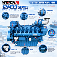 Moteur diesel marin WEICHAI 12M33C1300-15 956 kW 1282 CV 1500 tr/min V12 refroidi par eau pour la propulsion principale des navires de transport de marchandises et de pêche
