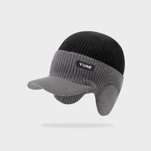 Vente chaude hiver unisexe Beanie 100% acrylique coupe-vent Protection des oreilles en peluche hiver tricoté chapeau pour Ski Golf cyclisme - Product Image 6