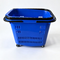 Panier de courses à roulettes grande capacité avec poignées, panier d'épicerie en plastique durable pour les chaînes de supermarchés