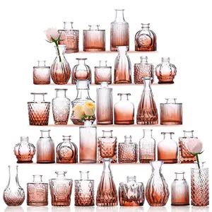 36 Glass Bud floral vases glass Set,amber nordic transparent glass vase for Home Decor