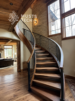 Escalier Courbé de Luxe Moderne pour Villa, Conception Directe d'Usine en Collaboration avec des Designers