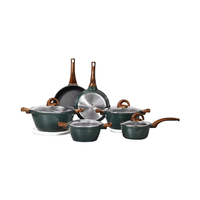 Boreine Lot de 8 poêles et casseroles antiadhésives à base d'induction en aluminium moulé sous pression pour la maison et la cuisine