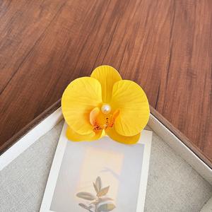 Vendita all'ingrosso migliore a buon mercato orchidea fiore artificiale fermaglio accessori alligatore fermaglio per capelli donna orchidea - Product Image 4