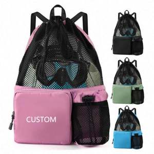 Nueva Mochila de Playa Plegable Personalizada de Malla de Poliéster con Cordón Integrado para Almacenamiento - Product Image 1