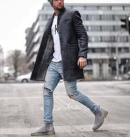 Trench-coat tendance et haut élégant pour hommes, veste de tailleur longue de grande taille pour le travail formel
