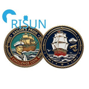 Monedas <span class=keywords><strong>de</strong></span> desafío inspiradoras y motivacionales náuticas con ancla <span class=keywords><strong>de</strong></span> velero y símbolo <span class=keywords><strong>de</strong></span> fuerza <span class=keywords><strong>de</strong></span> marinero, personalizadas al por mayor - Product Image 3