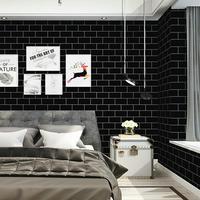 Batu Bata Eropa Hitam Tahan Air Perekat Diri 3D Timbul Tebal untuk Dinding Latar Belakang Dapur Kamar Tidur Rumah Tangga Bahan Kain Nonwoven