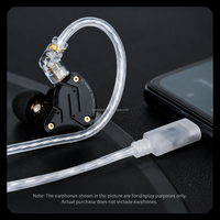 Câble audio USB-C vers IEM de remplacement 0,75 mm, plaqué argent OFC, double brin, broches plaquées or, blanc, pour écouteurs supra-auriculaires