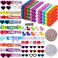 Lot de 80 pinces de rangement en bois colorées transfrontalières, mini-nœuds de cheerleading, canards et cœurs, modèle DIY pour sacs d'école JZ044