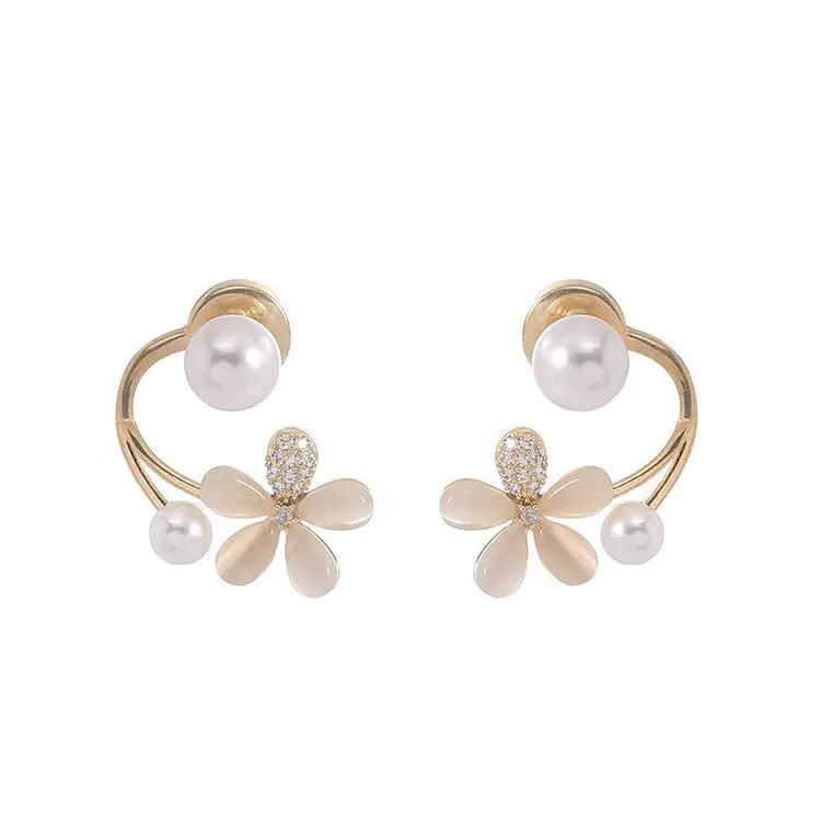 Fashion Jewelry Women's Pearl Flower Earring RTS Products Studs for Girl