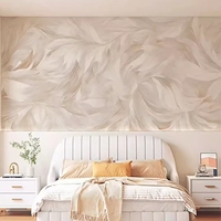 Tekstur Bulu Art Deco Beige Lembut, Mural Dinding yang Dapat Disesuaikan, Sentuhan Kuas Ringan, Dekorasi Dinding Rumah Modern untuk Kamar Tidur