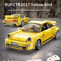 C51079 Coche de Carreras Amarillo con Control Remoto Programable, Bloques de Construcción Educativos de Plástico ABS, Juguete para Niños
