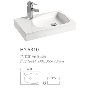 Lavabo de Porcelana Artística de Alta Calidad para Baños, Lavabos Rectangulares de Sobremesa, Lavabo de Diseño Moderno - Product Image 5