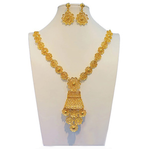 Dubai thời trang Bridal <span class=keywords><strong>Set</strong></span> đồ trang sức sang trọng <span class=keywords><strong>Set</strong></span> 18K mạ vàng tuyệt đẹp Vòng cổ bông tai cho phụ nữ - Product Image 3