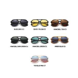 Lunettes de soleil polarisées rétro surdimensionnées à double pont avec verres TAC dégradés pour hommes et femmes, style pilote, monture PC - Product Image 2