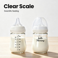 Biberon en verre borosilicate à large ouverture personnalisé OEM, sans BPA, résistant à la chaleur, pour nourrissons