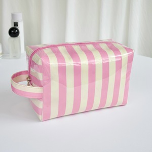 Sac cosmétique rayé en PVC imperméable grande capacité, sac à main portable, organisateur <span class=keywords><strong>de</strong></span> voyage – Meilleures ventes - Product Image 5