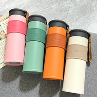 330ml 450ml Bouteilles d'eau en acier inoxydable avec sangle et étui en silicone Flacon à vide portable de voyage isolé