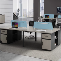 Bureau de siège de carte moderne pour 6 personnes avec combinaison de chaises de bureau de luxe Mobilier modulaire simple en bambou pour poste de travail du personnel à domicile