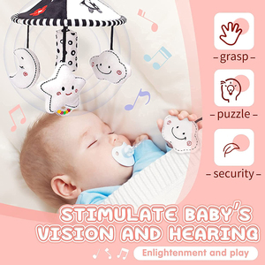 Jouets de poussette en peluche douce noir et blanc, jouets sensoriels pour bébé, <span class=keywords><strong>hochet</strong></span> rotatif pour nouveau-né, jouets suspendus - Product Image 5