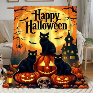 <b>Halloween</b> Pumpkin Ghost Witch Flannel <b>Blanket</b> Throw <b>Blanket</b> Nap <b>Blanket</b> Spooky <b>Halloween</b> Decor Cozy Warm Super Soft Custom Print - Product Image 1