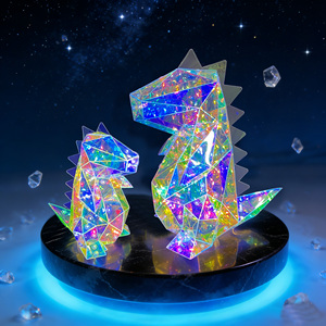 Prisme lumineux moderne irisé, animaux dinosaures, cadeaux écologiques, artisanat pour fête de remise de diplôme et anniversaire, décorations LED faites à la main - Product Image 2
