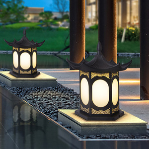 Nouvelles lampes à pilier de style chinois, éclairage extérieur étanche LED E27 110V 240V, éclairage de clôture de jardin de villa - Product Image 4