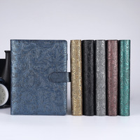 Reliure à anneaux vintage à motifs floraux A5 A6 en cuir PU, couverture de carnet avec boucle, rangement pour billets, reliure de budget