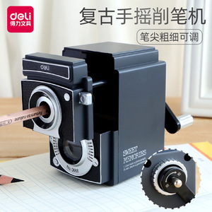 Deli 0668 Retro Pencil Sharpener 115mm x 65mm x 102mm Hand Cranked Stylish Design - Product Image 5
