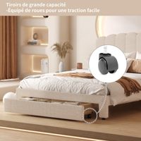 Lit double avec tête de lit et grand espace de rangement, avec coffre de rangement