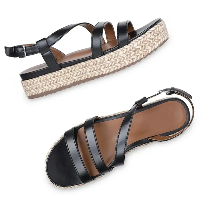 Stock 2020 the most fashion women woven knit material basic jute comfortable insole luxury espadrilles flat shoes