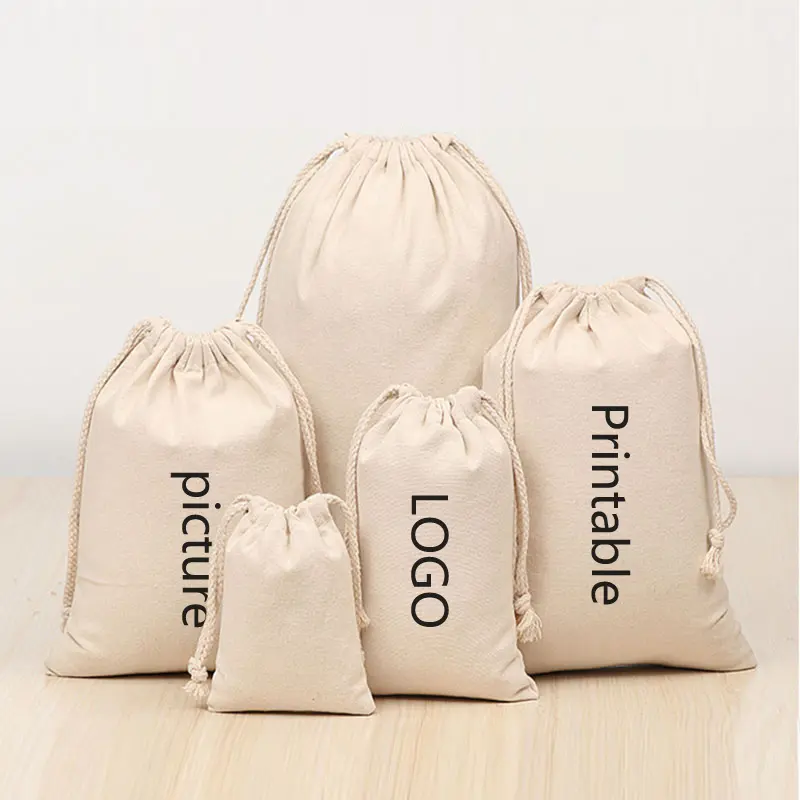 Wholesale promotion cheap and practical storage bag cotton and linen gift canvas drawstring bag, blank or custom logo