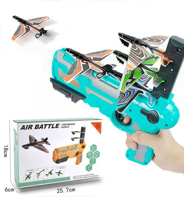 TCXW022205 Wholesale One-click Ejection Model Foam Airplane Launcher Catapult Plane Toy Guns