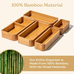 Bamboo <b>Drawer</b> Organizer 5 Piece Set 10x4.5x3.15 Inch Office <b>Storage</b> <b>Box</b> Desktop Organizer - Product Image 2