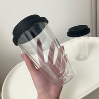 Tasse à café et à eau isolée en verre borosilicate double couche avec couvercle, usage domestique, style américain, haute température