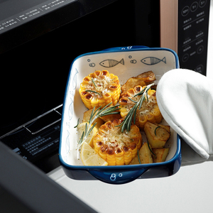 Plateau de cuisson en céramique rectangulaire, ustensiles de cuisine, plaque rectangulaire résistant à la chaleur, aspect nordique, peints à la main, 1 pièce - Product Image 6