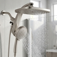 Pommeau de douche carré moderne en laiton poli haute pression avec jets de pluie puissants, ensemble pulvérisateur à main, 10 jets, conception détachable, céramique