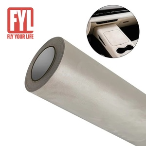 Film en tissu suédé imperméable auto-adhésif pour l'habillage intérieur de voiture et les bagages, couleur beige - Product Image 1