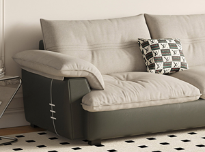 Divano Modulare per Soggiorno in Stile Crema, Realizzato in Tessuto Tecnico Liscio <span class=keywords><strong>e</strong></span> Resistente all'Usura, con Seduta Traspirante in Cotone <span class=keywords><strong>e</strong></span> Lino - Product Image 3