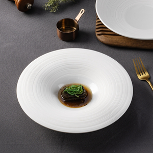 YAYU OEM工厂批发Vajilas De Porcelana套装白色自助酒店陶瓷沙拉菜餐厅定制瓷盘 - Product Image 3