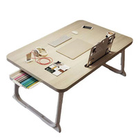 Table pliante portable Jiuyi, petite table en bois, table d'étude, table à manger, avec porte-gobelet et tiroir, grande table basse