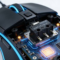 Souris d'ordinateur OMROM D2F-F-3-7, micro-interrupteur à bouton-poussoir, 30 millions de clics, 0,65 N, contact en alliage d'or, E-sports/FPS Game DIP-3, noir