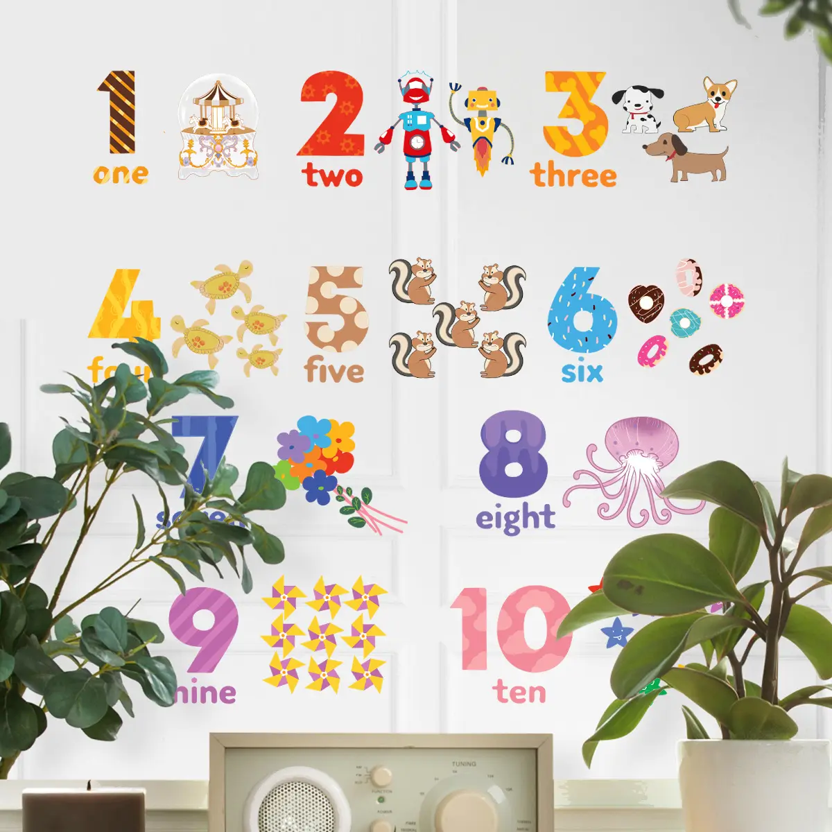 Wholesale Wall Sticker Cartoon Number Nursery Educational Wall Sticker Home Decoration for Kids Room