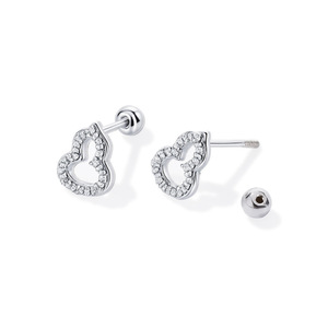 Dinle Hollow Gourd <b>Stud</b> Earrings S999 <b>Silver</b> Daily Wear - Product Image 5