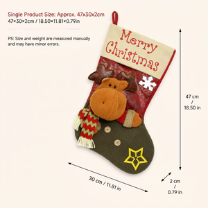 Chaussette de Noël, Grand sac cadeau de Noël, Décoration de Noël à suspendre, Sac à bonbons pour enfants - Product Image 5